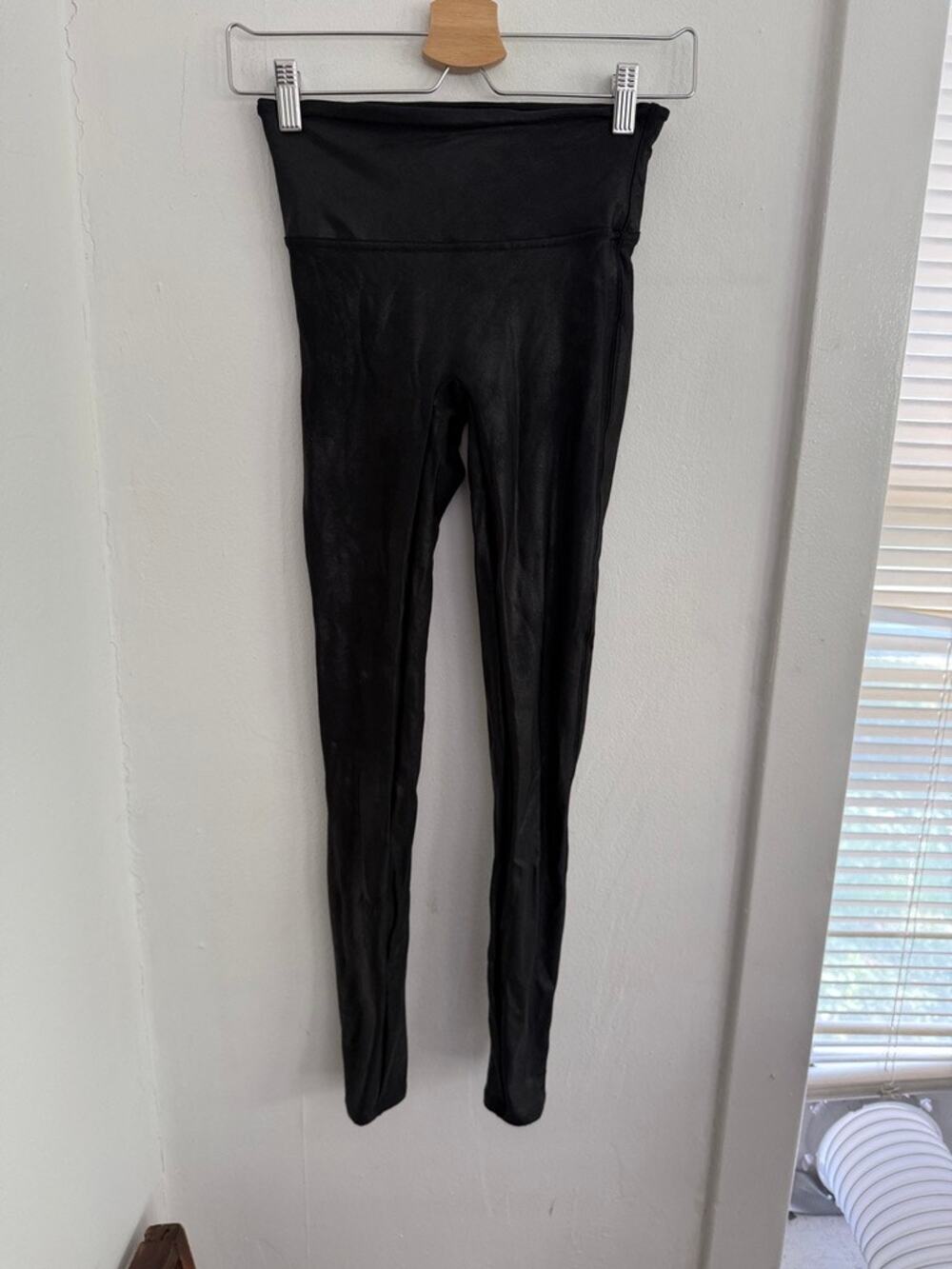 Spanx Women's Black Coated Leggings | Size Small